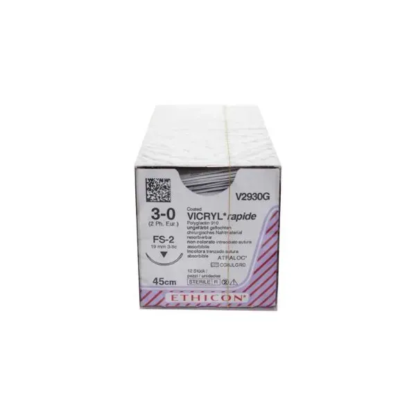 Vicryl Rapide hechtdraad 3-0 ongekleurd FS-2 naald 45 cm