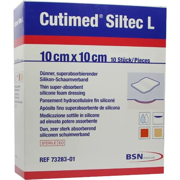Cutimed Siltec L schuimverband - 10 x 10 cm