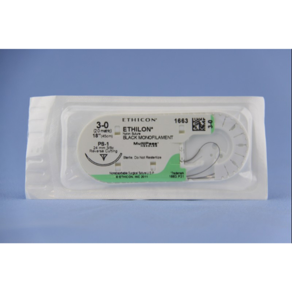 Ethilon hechtdraad  zwart monofil 3-0 PS1 Prima 45 cm
