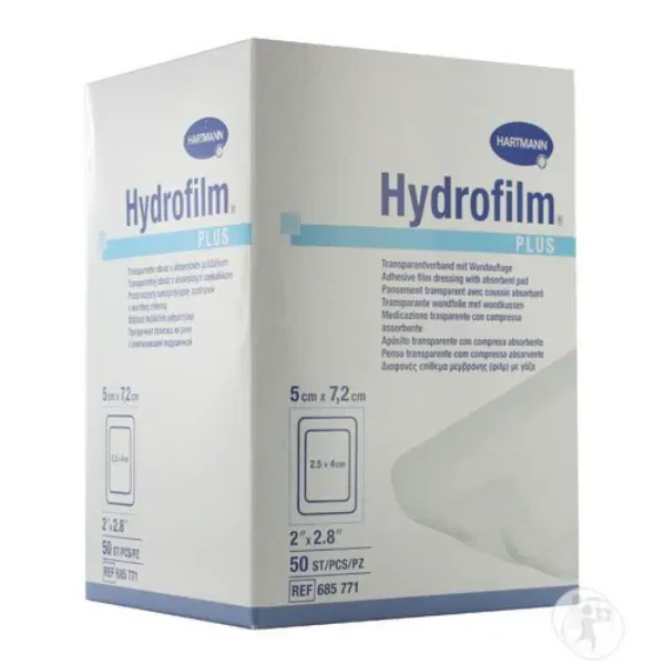 Transparante wondfolie met kussen Hydrofilm Plus 5 x 7,2 cm