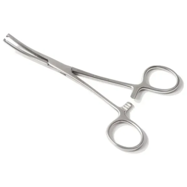 Kocher arterieklem 1x2 tanden 14 cm gebogen rvs