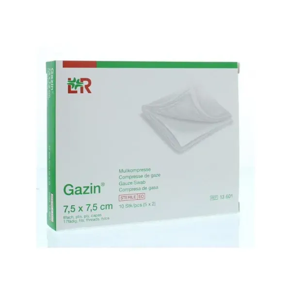 L&R Gazin gaaskompressen 7,5 x 7 5cm