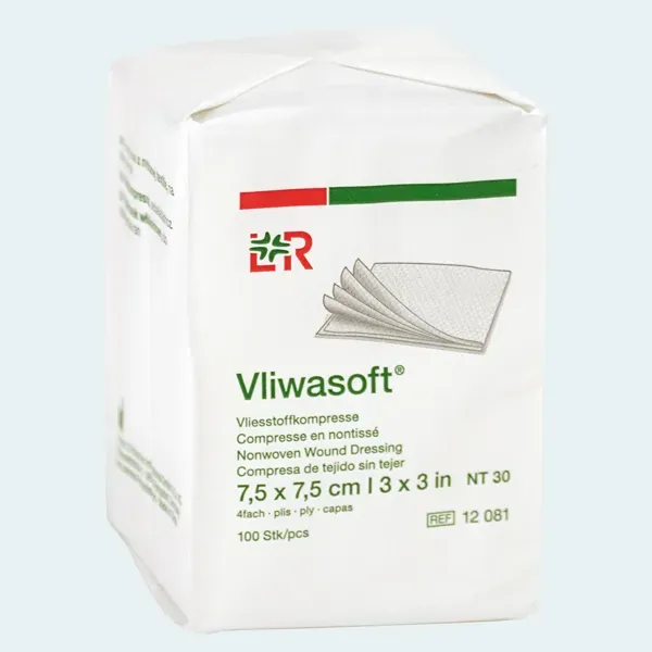 L&R Vliwasoft non woven gaaskompress 7,5 x 7,5 4 laags