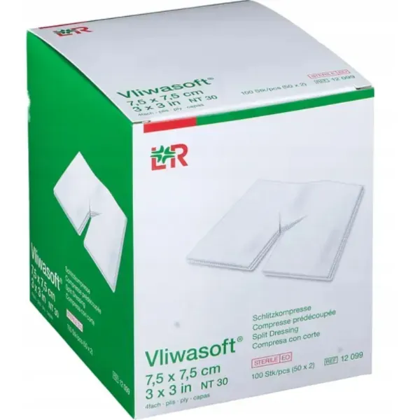 L&amp;R Vliwasoft non woven splitkompressen 7,5x7,5cm