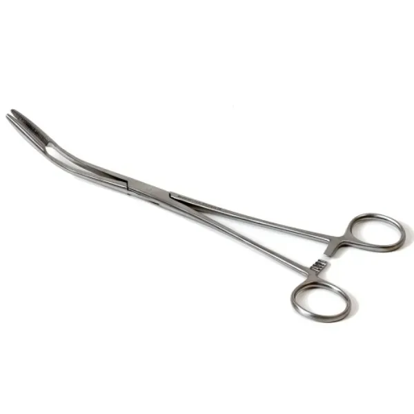 Maier koorntang met cremaillere slot 25 cm gebogen rvs