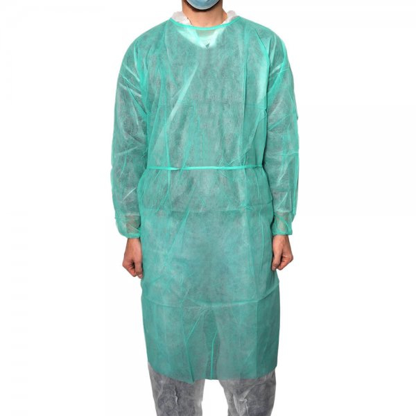 MaiMed-Coat V bezoekersjas blauw met drukknopen non woven 120 cm