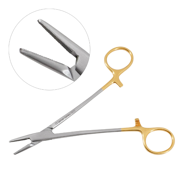 Mayo-Hegar naaldvoerder TC tungsten carbide 16 cm ss Linkshandig