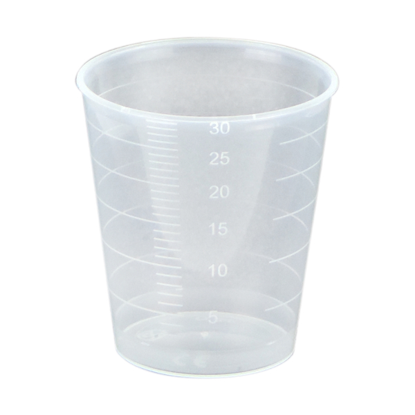Medicijn bekertjes 30 ml plastic transparant zonder deksel