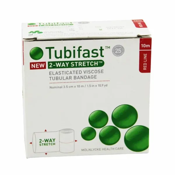 Molnlycke Tubifast 2way 10 m x 3.5 cm stretched rood
