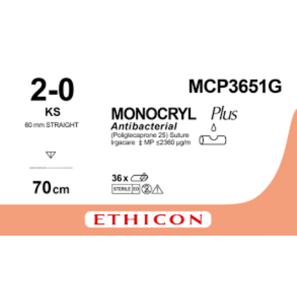 Monocryl hechtdraad 2-0 ks 70 cm