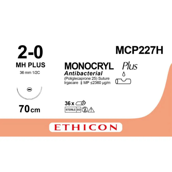 Monocryl hechtdraad 2-0 mh 70 cm