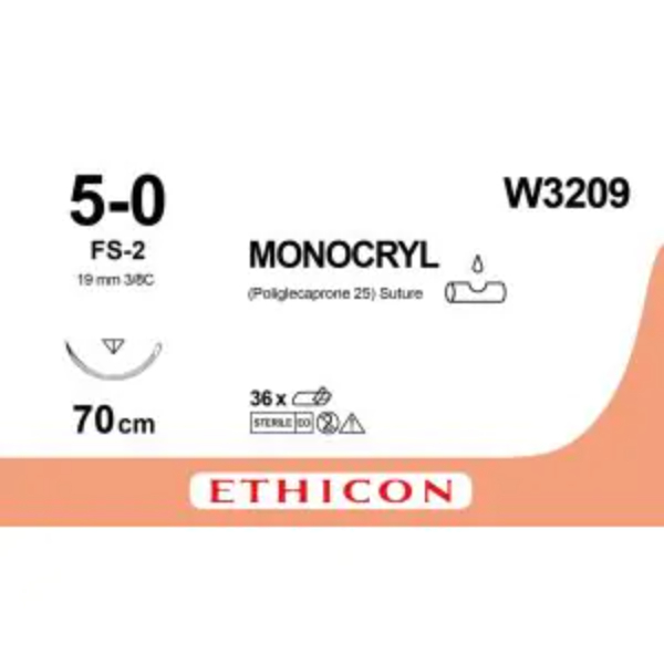 Monocryl hechtdraad 5-0 70cm FS-2 naald