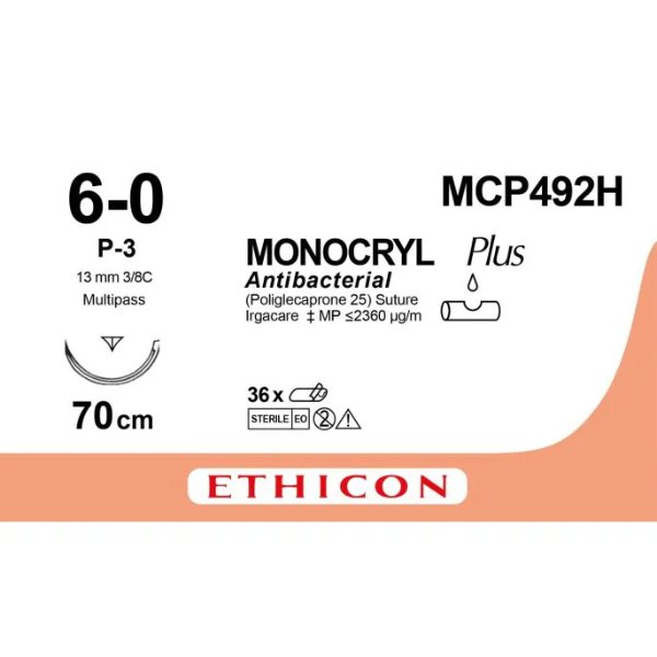 Monocryl hechtdraad 6-0 p-3 70 cm