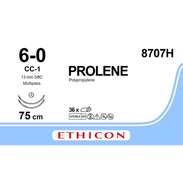 Prolene hechtdraad 6-0 75 cm blauw 2x CC-1 MultiPass naald