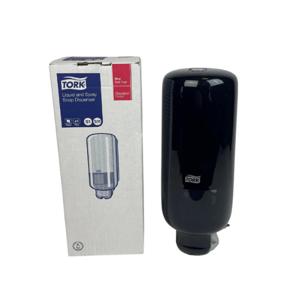 Tork Vloeibare- en Sprayzeep Dispenser, zwart S11. kunststof, Elevation-Line