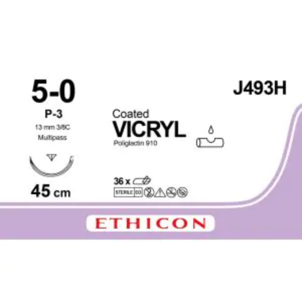 Vicryl hechtdraad 6-0 ongekleurd P-3 Prime naald 45 cm