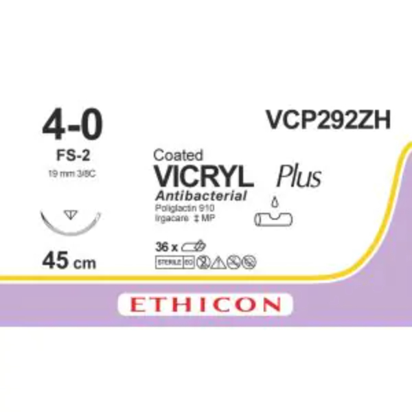 Vicryl Plus hechtdraad 4-0 45 cm ongekleurd FS-2 naald