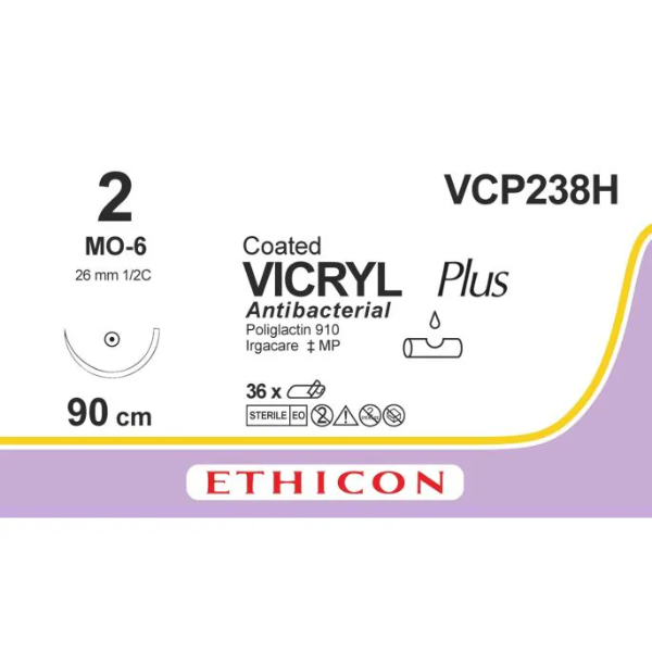 Vicryl Plus hechtdraad gecoat violet 2-0 MO-6 naald